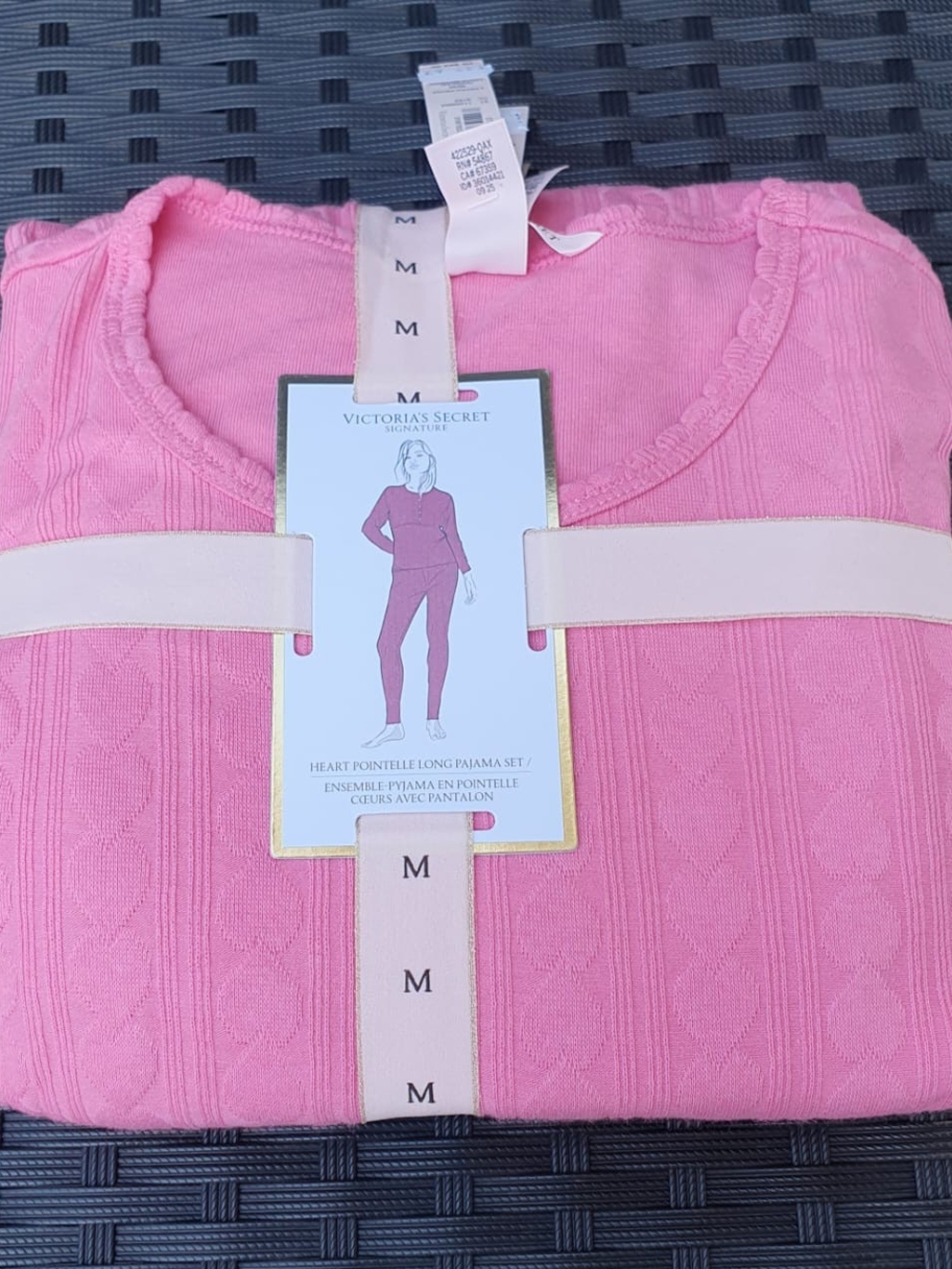 Victoria's Secret Pink Heart Pointelle Long Pajama Set - Medium